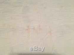 Vintage handmade quilt wedding ring 65x81 hand pieced quilted