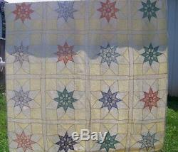 Vintage handmade quilt with stars 72 x 84