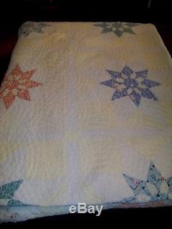 Vintage handmade quilt with stars 72 x 84