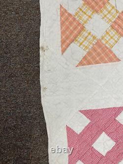 Vintage patchwork quilt Quilt 82x68 Hand Quilted