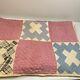 Vintage Quilt Handmade Pink Crosses Twin 60x74 Hand Sewn Retro Boho