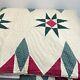 Vintage Quilt Queen 100x86 Hand Sewn Star Floral Retro Traditional Green Red