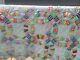 Vtg 1940's Hand Stitched Double Wedding Ring Multi Color Quilt 80 X 60 Estate