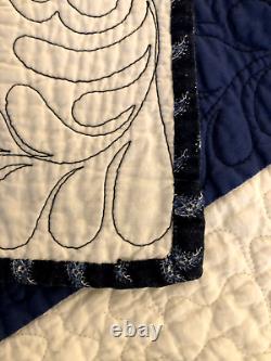 Vtg 1990s Dresden Plate Quilt Hand Stitched Long Arm Quilted 92 X 76 Excellent