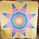 Vtg Antique 1940's Lone Star Quilt Wow Colors Handmade Hand Stitched 80x80