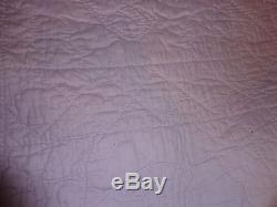Vtg Antique Quilt Embroidered Floral Hand Made Cotton Quilt Bed Spread 68x 85