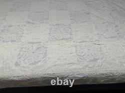 Vtg Appliquéd Snowflake Quilt Blue & White 68x80 Checkered Hand Sewn