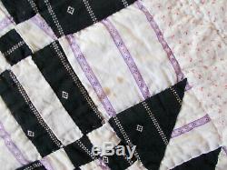 Vtg Goose in the Pond Quilt-Handmade/Hand Quilted Ice Cream Cone Border 84x65