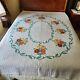 Vtg Hand Quilted Dahlia Flowers Bedspread Applique Queen Or Double