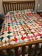 Vtg Hand Stitched Colorful Queen/king Patchwork Quilt 90 X 99 Cotton Blend