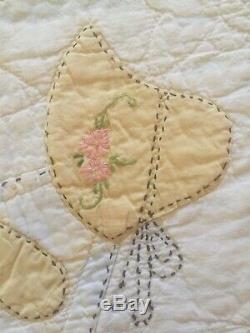 Vtg Hand Stitched Sunbonnet Sue Handmade Embroidered Quilt 90 X 76 Antique
