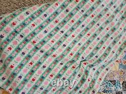 Vtg Hand made Quilt Stitched Colorful Boho Hippie 62 x 80