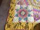 Vtg Handmade Hand Quilted 67 X 67 Twin Full Star Feedsack Horses Multicolored