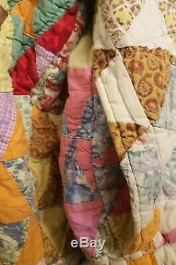 Vtg Handmade Quilt Coat Jacket Authentic Zip Antique Blanket Bed Kas Patchwork