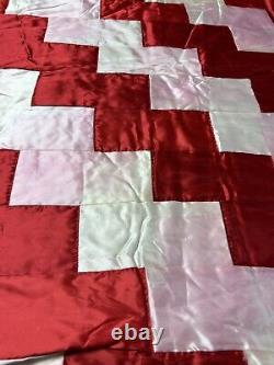 Vtg Ooak Rare Satin Quilt Chinese Theme Dragon Temple