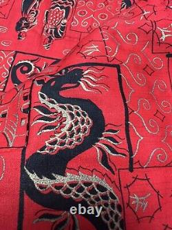 Vtg Ooak Rare Satin Quilt Chinese Theme Dragon Temple