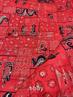 Vtg Ooak Rare Satin Quilt Chinese Theme Dragon Temple