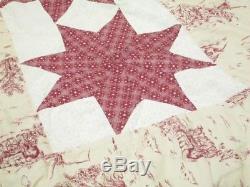 Vtg Quilt Handmade Hand Stitched Star Pioneer 103x87 King