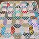 Vtg Handmade Quilt Queen Multicolored Cotton Square Triangle Spectrum Boho