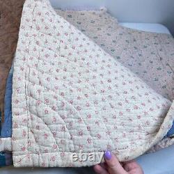 Vtg handsewn quilt twin 62x80 patchwork classic boho traditional retro
