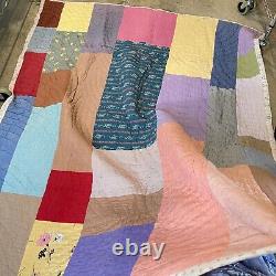 Vtg handsewn quilt twin 62x80 patchwork classic boho traditional retro