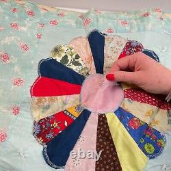 Vtg quilt bedspread floral twin 66x80 classic boho traditional
