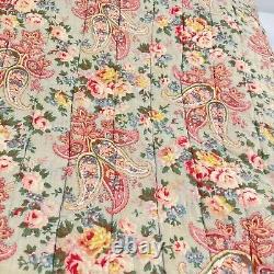 Vtg quilt handmade 65x76 twin floral paisley green pink handsewn retro boho