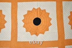 WELL QUILTED Vintage 30's Dresden Plate Antique Quilt Sunflower Design
