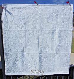 WHITE ON WHITE Wholecloth Quilt-51 x 53-Lap Size-Cotton-Vintage Design