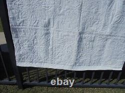 WHITE ON WHITE Wholecloth Quilt-51 x 53-Lap Size-Cotton-Vintage Design