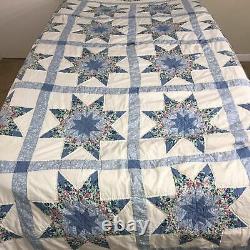 WOW! Vintage Handmade Star Arch Quilt Blanket Bedspread Queen Floral 83 x 99
