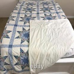 WOW! Vintage Handmade Star Arch Quilt Blanket Bedspread Queen Floral 83 x 99