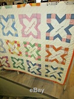 WOW! Vintage antique friendship quilt 1934/1935 56 squares hand made quilted