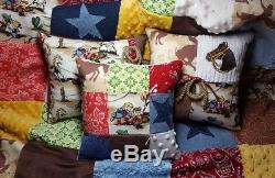 Western Cowboy Cowgirl Rodeo Rustic Vintage Chenille Baby Quilt Crib Bedding set