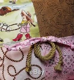 Western Cowgirl Rodeo Princess Vintage Chenille Baby Girl Quilt Crib Bedding