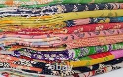 Wholesale Lot 5 Pc Kantha Quilt Cotton Handmade Vintage Bedspreads Boho Blanket
