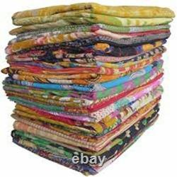 Wholesale Lot 5 Pc Kantha Quilt Cotton Handmade Vintage Bedspreads Boho Blanket
