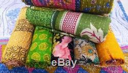 Wholesale Lot Indian Kantha Quilt Vintage Reversible Handmade Colorful Blanket