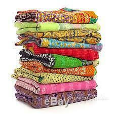 Wholesale Lot Indian Kantha Quilt Vintage Reversible Handmade Colorful Blanket