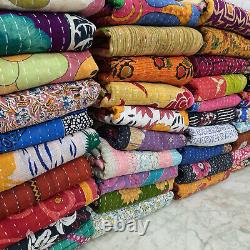 Wholesale Lot of 10 Vintage Handmade Kantha Quilts, Reversible Throws