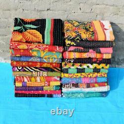 Wholesale Vintage Kantha Blanket Bedspread Indian Handmade Quilt Throw Cotton