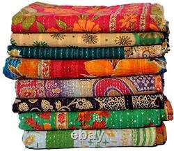 Wholesale Vintage Kantha Blanket Bedspread Indian Handmade Quilt Throw Cotton