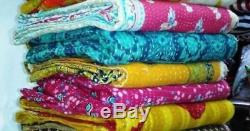 Wholesale lot 100 pcs Kantha Quilt Old Vintage Handmade Blanket Throw Reversible