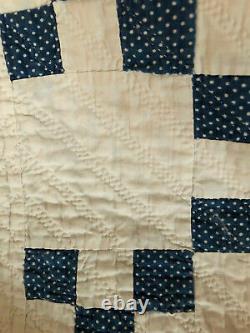 Wonderful Blue & White 9 Patch for display or cutter- amazing quilting