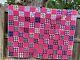 Wonderful Vintage Deep Pink Patchwork Quilt 79.5 X 61